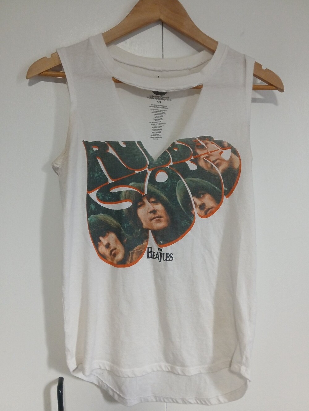 The Beatles Rubber Soul Cut Out Muscle Tank Top White S 2014 Apple Corps Ltd